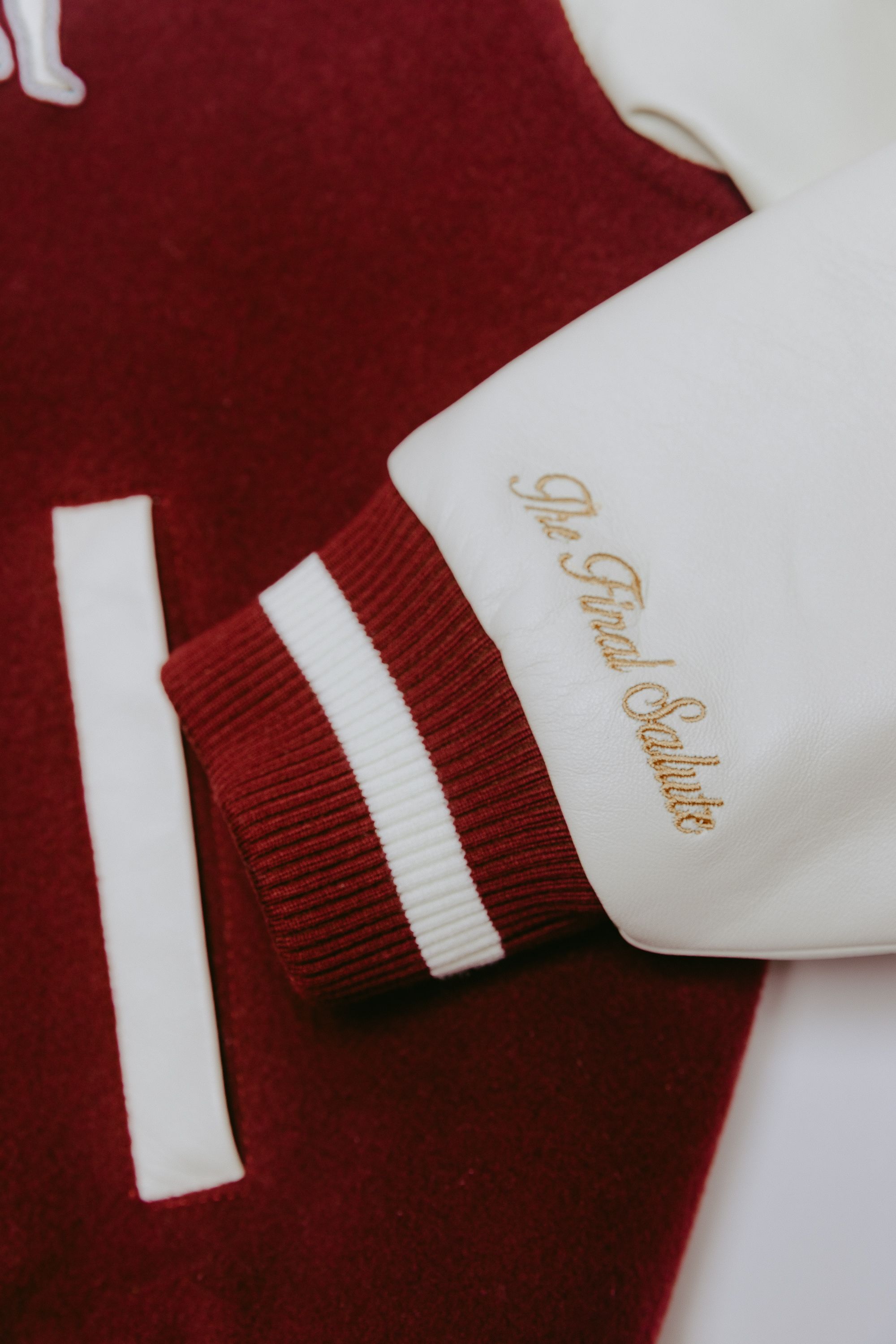 Detail photo of embroidered sleeve