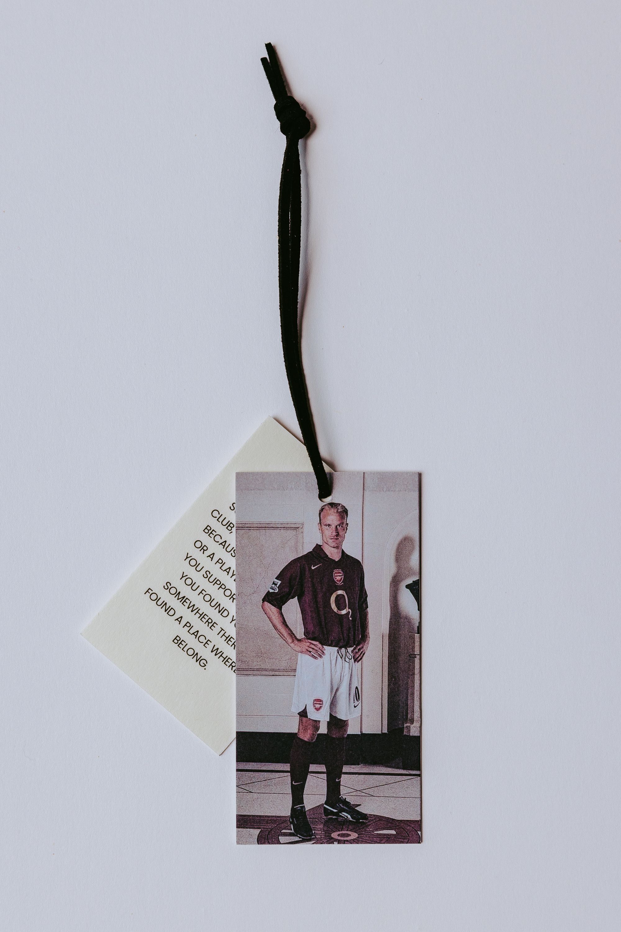 Photo of jacket label with picture of a young Dennis Bergkamp