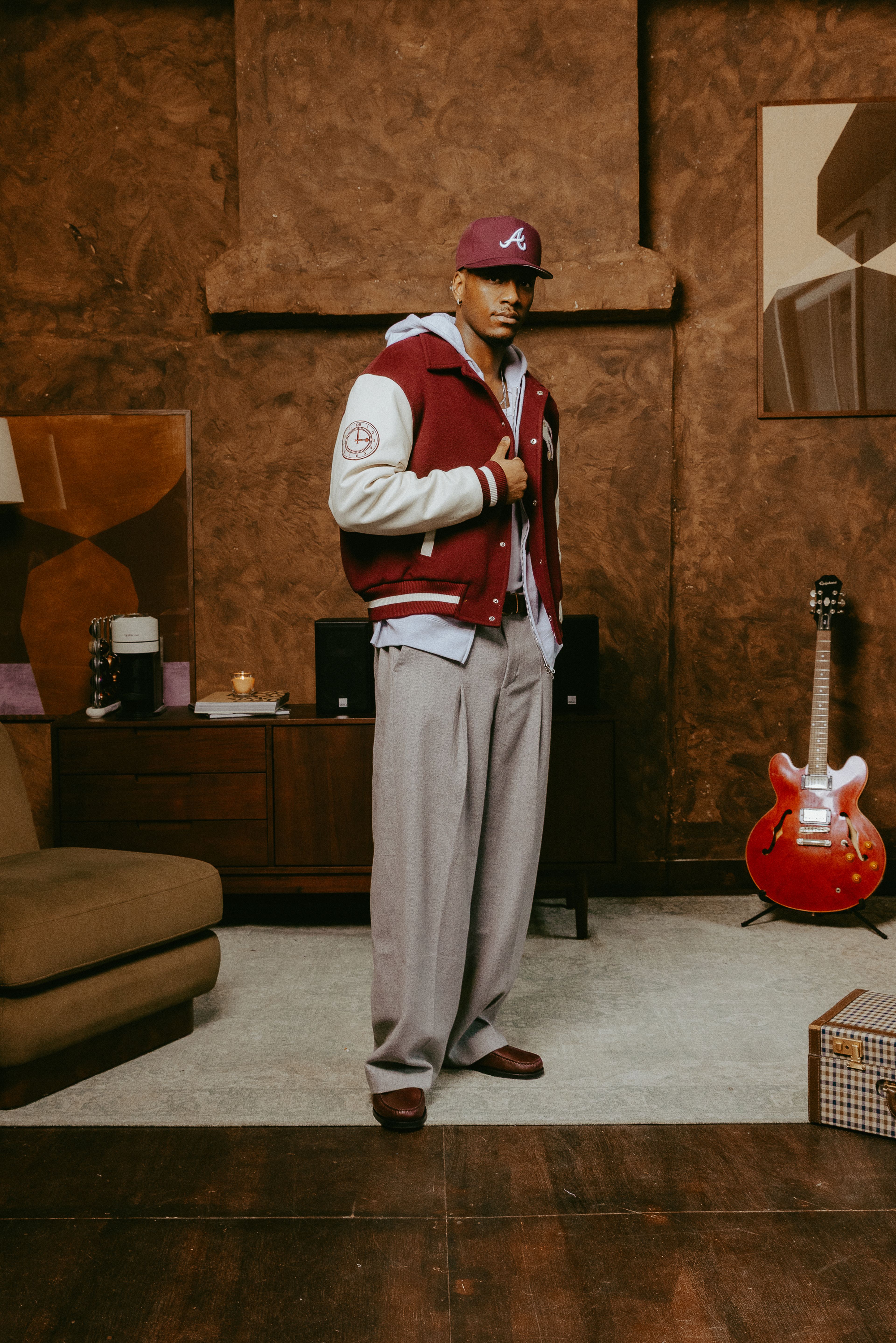 Editorial photo of model in jacket