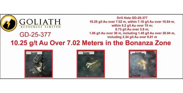 10,25 g/t Gold über 7,02 Meter: Goliath Resources landet die nächsten Treffer!