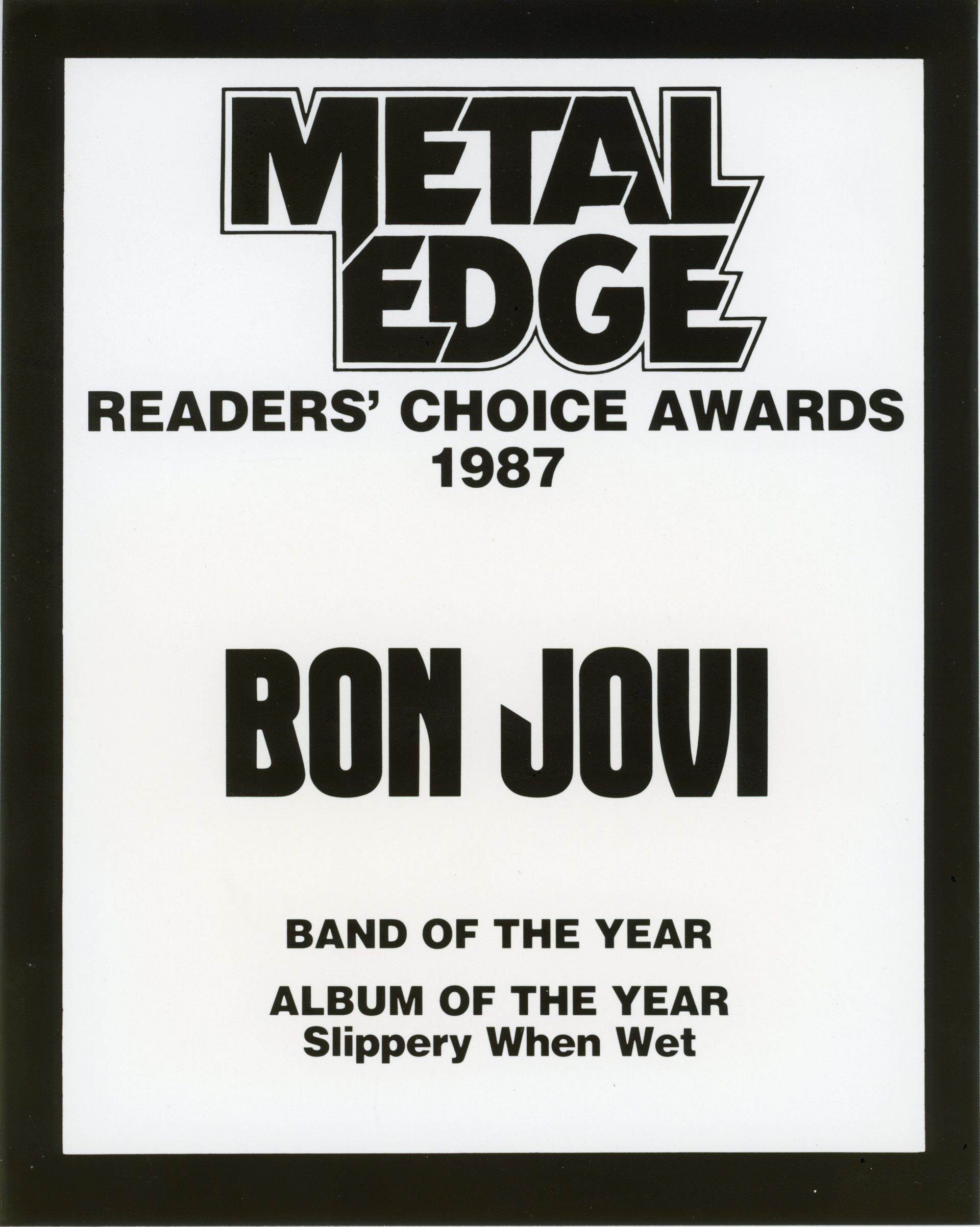 Metal Edge Readers' Choice ​ | Backstage with Bon Jovi