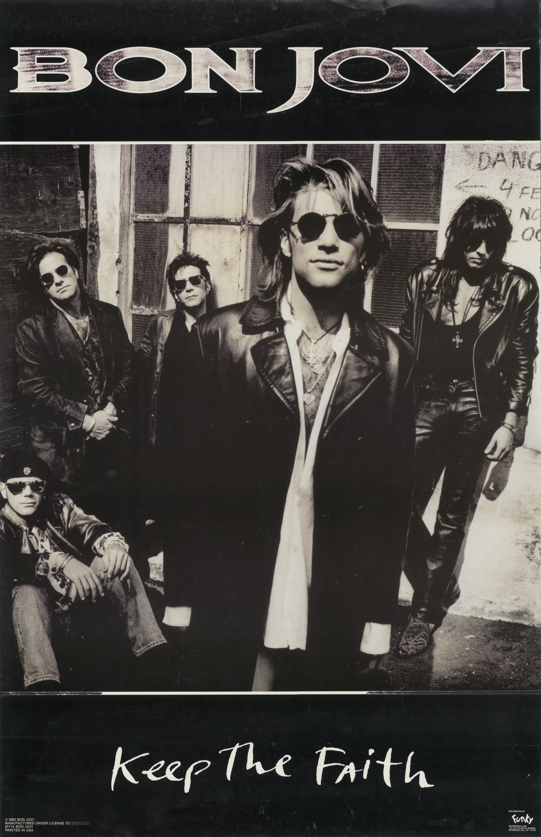 90s 当時物 非売品 BON JOVI Keep The Faith ポスター Jon Bon Jovi 1992 Keep The Faith Poster Vintage Rare Board Framed