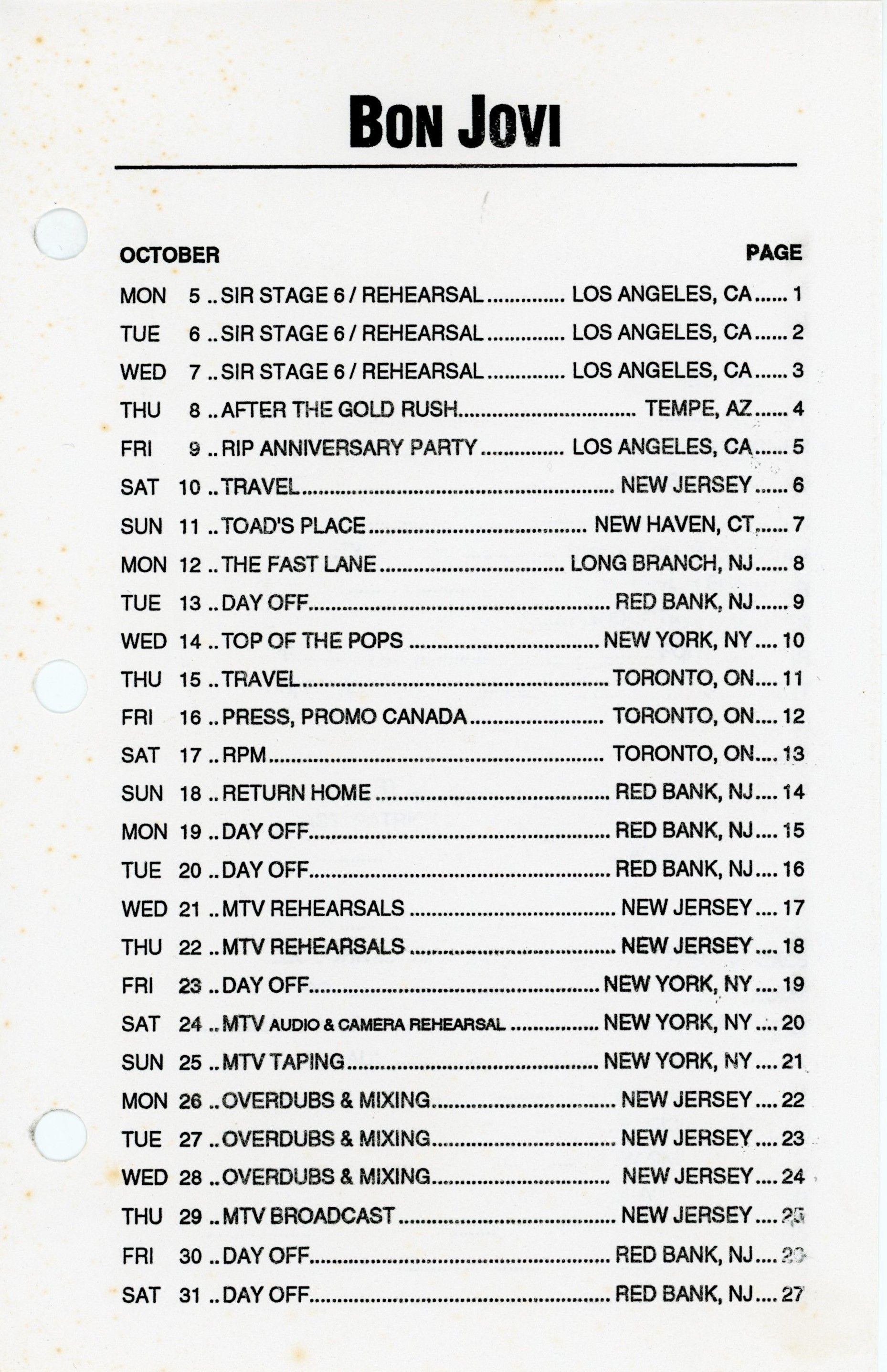 Keep the Faith Tour Binder ​ | Backstage with Bon Jovi