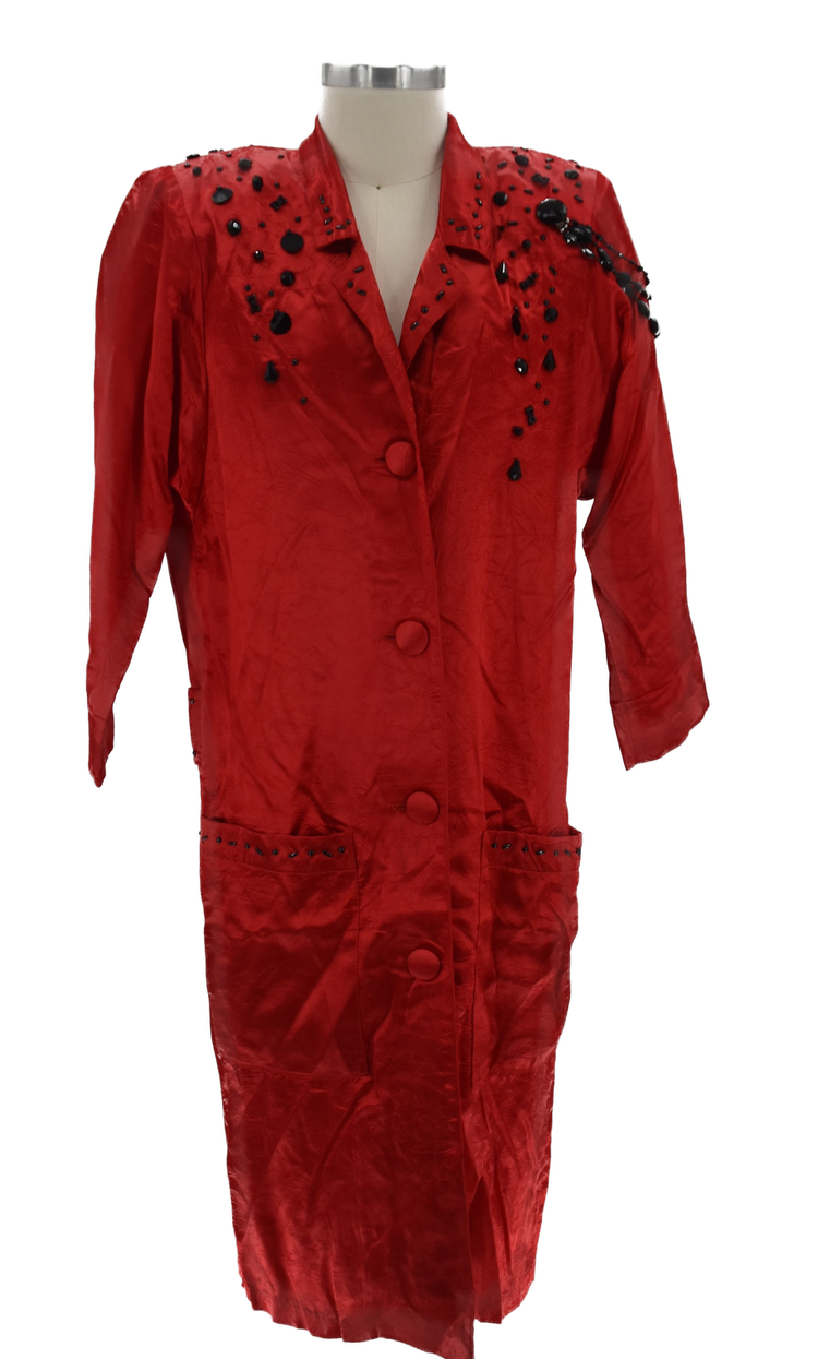 Red silk coat backstage with bon jovi
