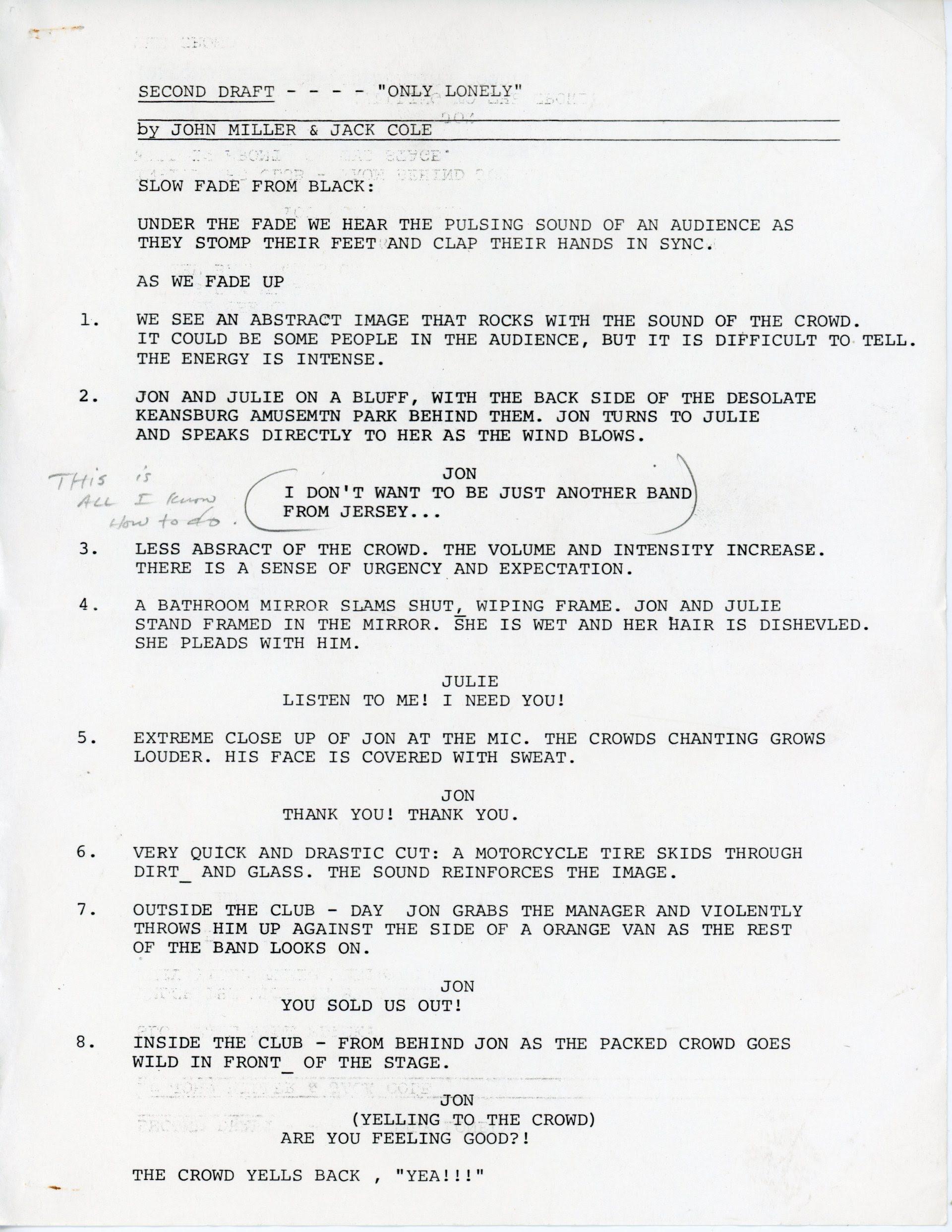 Second Draft Script | Backstage with Bon Jovi