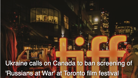 Ukrainian MPs have called on their Canadian counterparts to prevent the screening of Russian-Canadian director Anastasia Trofimova's propaganda film "Russians at War" at the Toronto International Film Festival.
