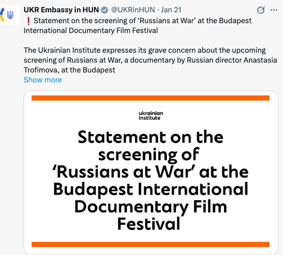 Budapest International Documentary Film Festival, Russians at War