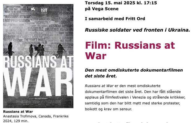 Russians at War er den mest omdiskuterte dokumentarfilmen det siste året. Den har fått stående applaus på filmfestivalen i Venezia og strålende kritikker, samtidig som den har blitt møtt med sterke protester, boikott og krav om sensur.