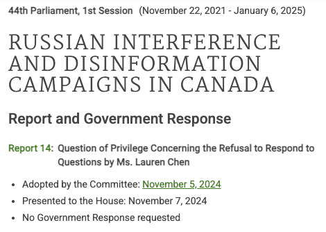 Russian Interference and Disinformation Campaigns in Canada