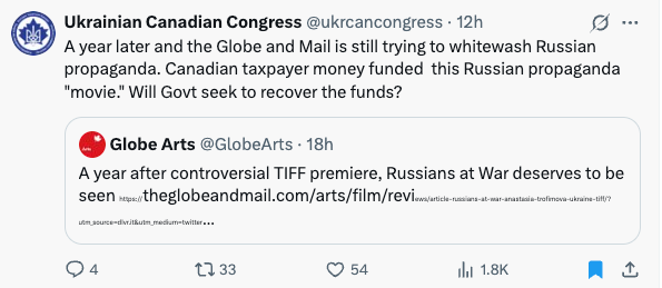 Ukrainian Canadian Congress, Russians at Wra