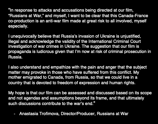 Russians at War, Toronto International Film Festival