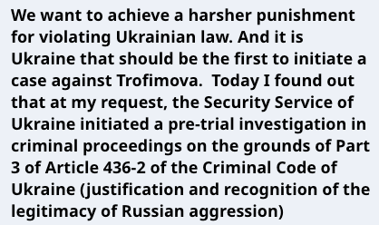 The Ministry of Culture of Ukraine has included Anastasia Trofimova in the list of persons who threaten national security. The Ministry of Culture also explained that her film “Russians at War” spreads Russian propaganda and demonstrates “unacceptable neutrality” regarding Russia's war against Ukraine.