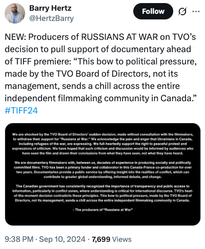 Russians at War, TVO, Toronto International Film Festival