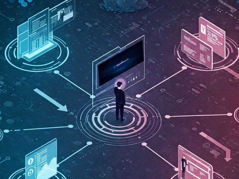 Tech megler som vurderer sine muligheter på en rosa og blå bakgrunn