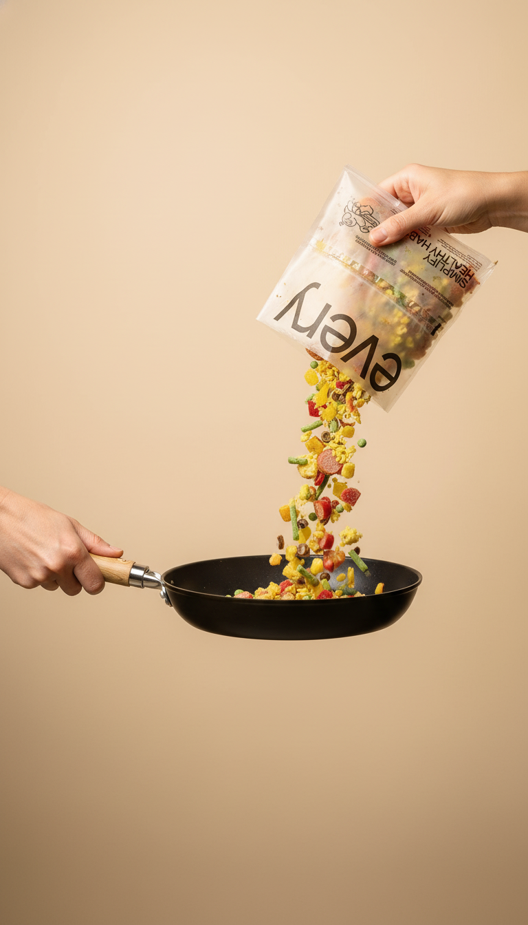 every meal poured into pan