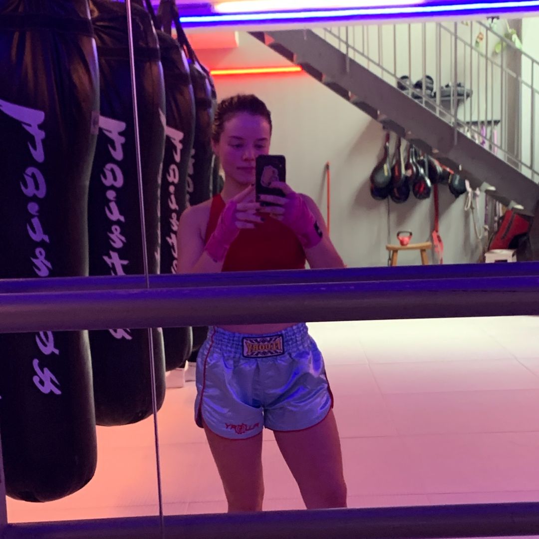 Natasha in a boxing studio.