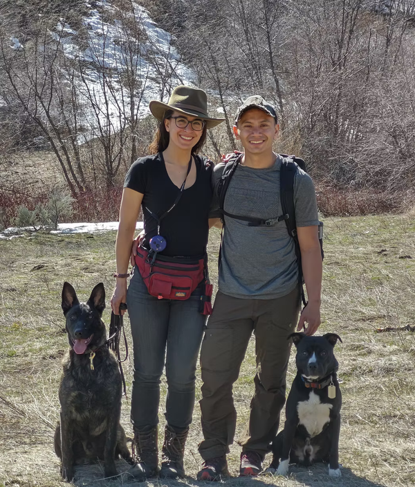 Couple with their 2 dogs