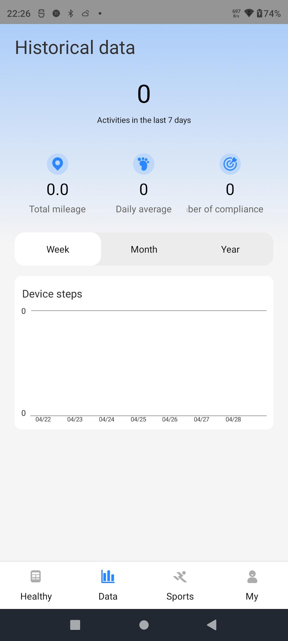 ZTplus app screenshot 2 — smartwatch health tracking and fitness monitoring interface