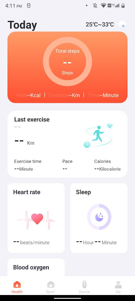 HaiFit app screenshot 1 — health tracking and smart bracelet management