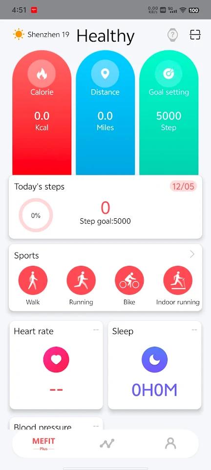 Mefit Plus app screenshot 1 — smartwatch health tracking and fitness monitoring