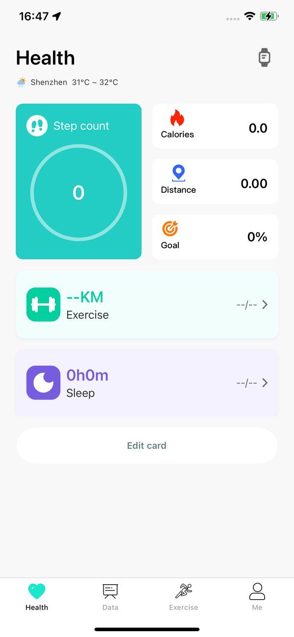 HryFine app screenshot 3 — smartwatch companion health tracking interface
