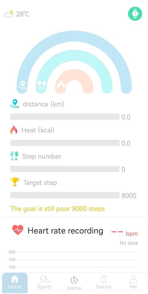 Joywear 2 app screenshot 3 — Oraimo smartwatch health tracking and management
