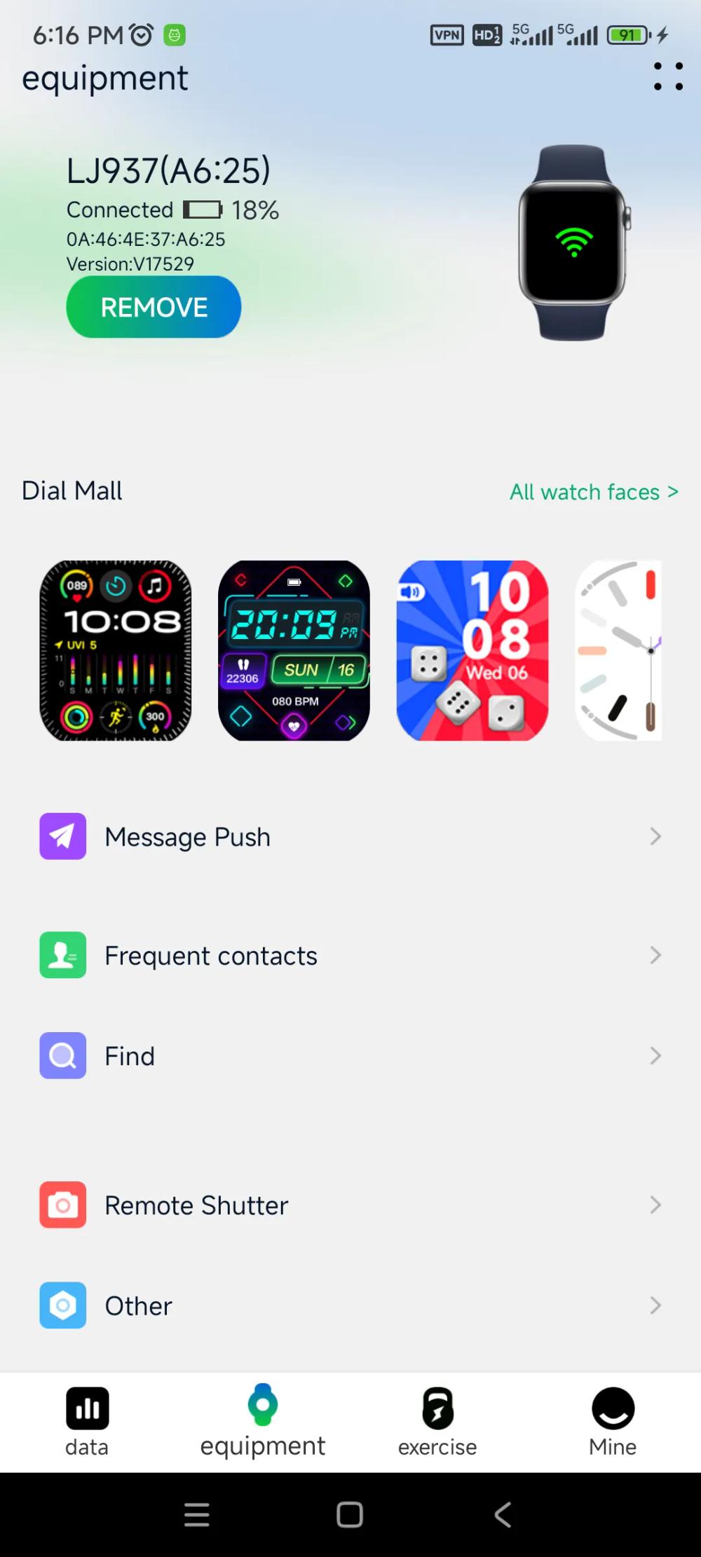 Hyper Watch app screenshot 2 — LJ766 smart bracelet fitness tracking and health monitoring