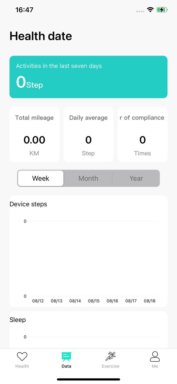 HryFine app screenshot 2 — smartwatch companion health tracking interface