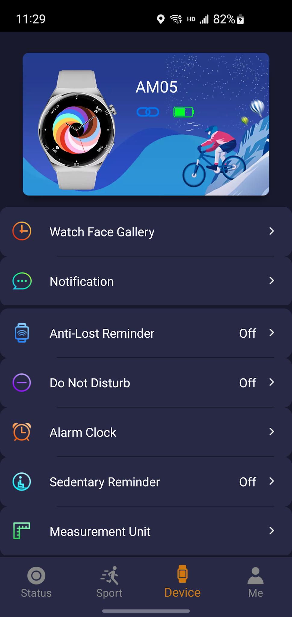 Haylou Watch app screenshot 2 — smartwatch health and fitness tracking interface