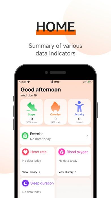 Flymatrix app screenshot 1 — smartwatch health tracking and fitness monitoring interface