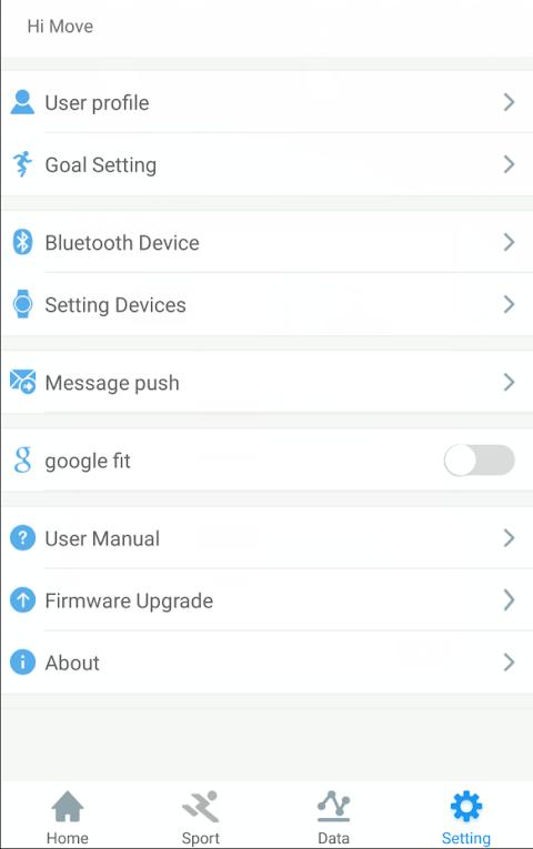 Hi Move app screenshot 1 — smartwatch health tracking and notification features