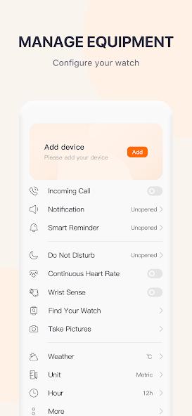 QWatch Pro app screenshot 2 — health tracking and smartwatch management