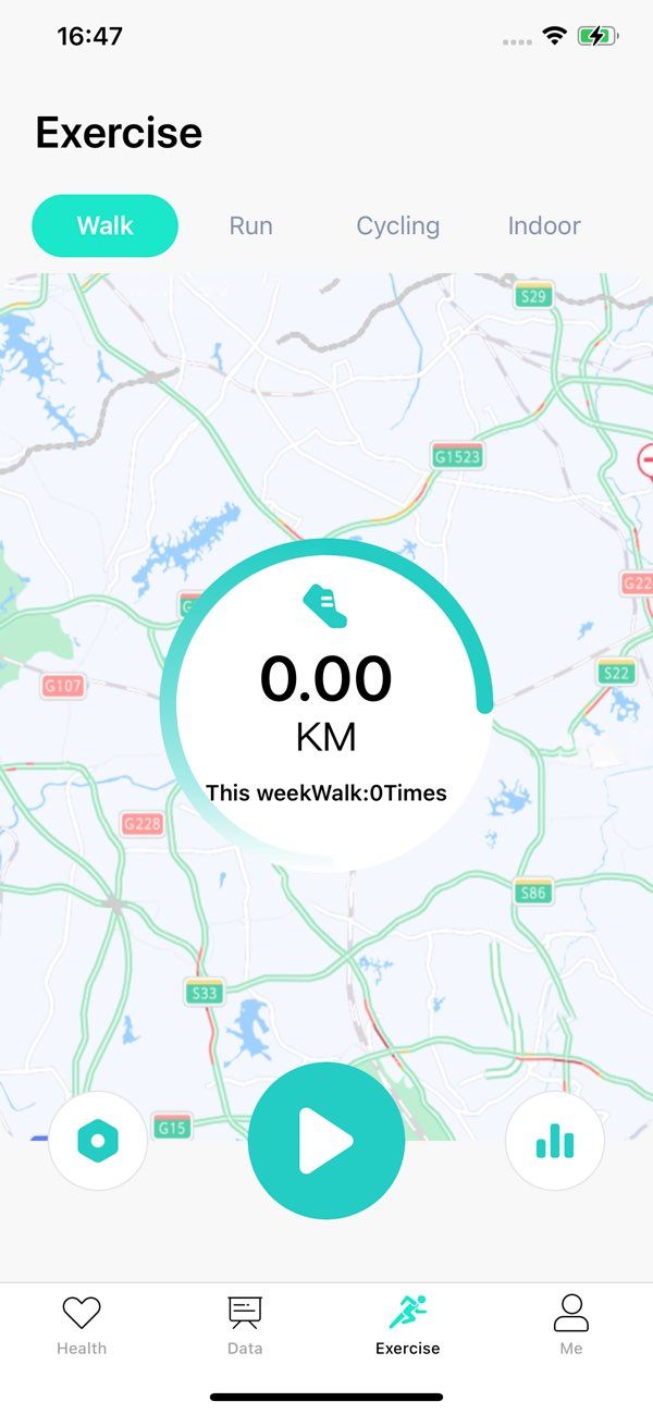 HryFine app screenshot 1 — smartwatch companion health tracking interface