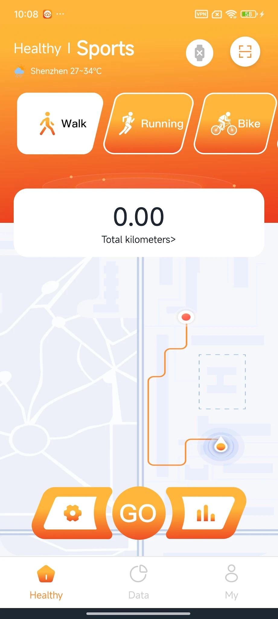Hiwear Plus app screenshot 2 — smartwatch health tracking and notification interface