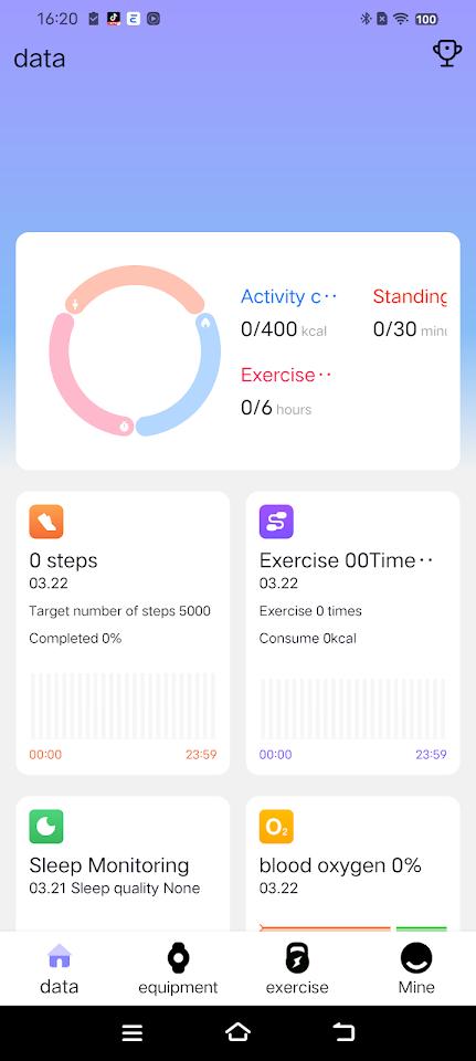 FitPro2 app screenshot 1 — smart bracelet health tracking and fitness monitoring