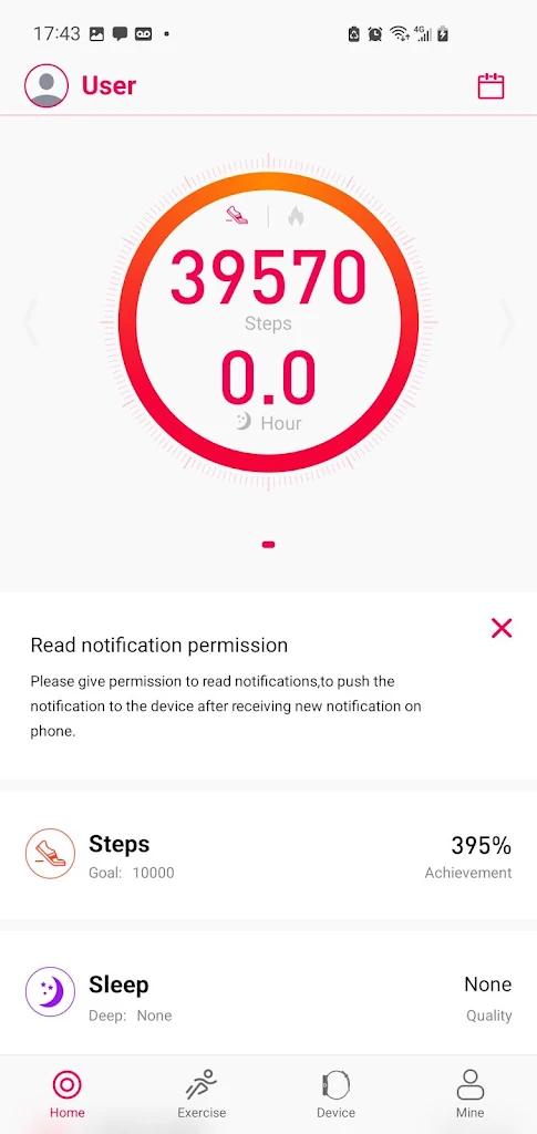 DeepFit app screenshot 1 — smartwatch health tracking and fitness monitoring