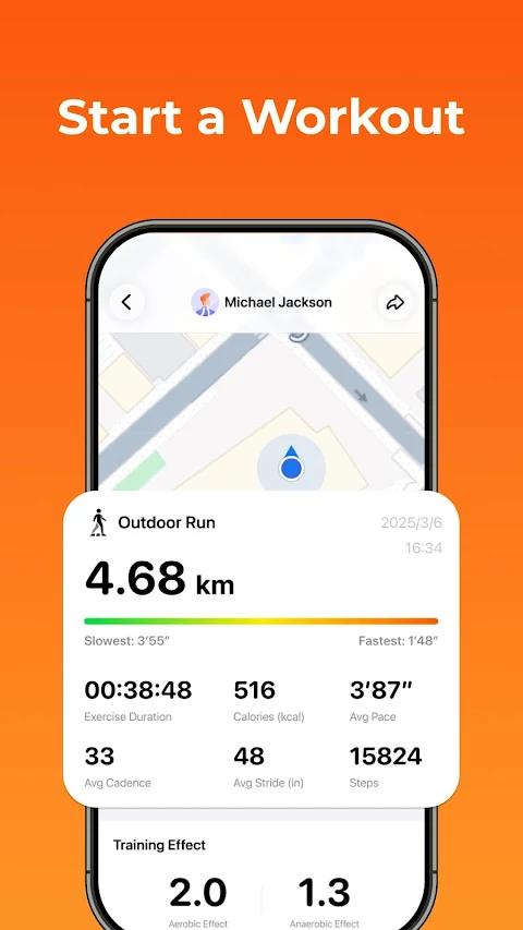 Runmefit app screenshot 3 — health tracking and fitness monitoring
