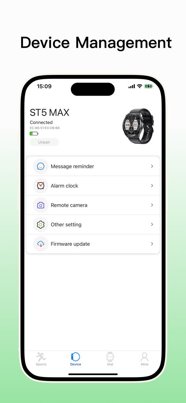 V Band app screenshot 2 — health tracking and smartwatch management