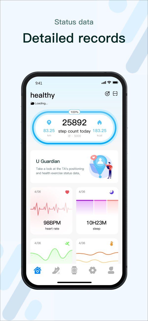 M2 Wear app screenshot 2 — health tracking and smartwatch management