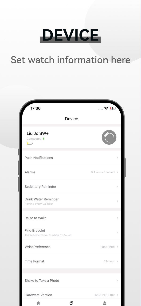 Liu Jo SW + app screenshot 2 — health tracking, notifications, and Liu Jo smartwatch connectivity