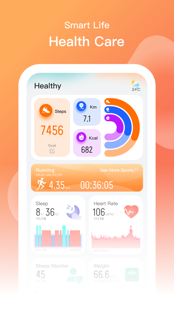SMART-TIME PRO app screenshot 2 — SMA smartwatch health tracking and management