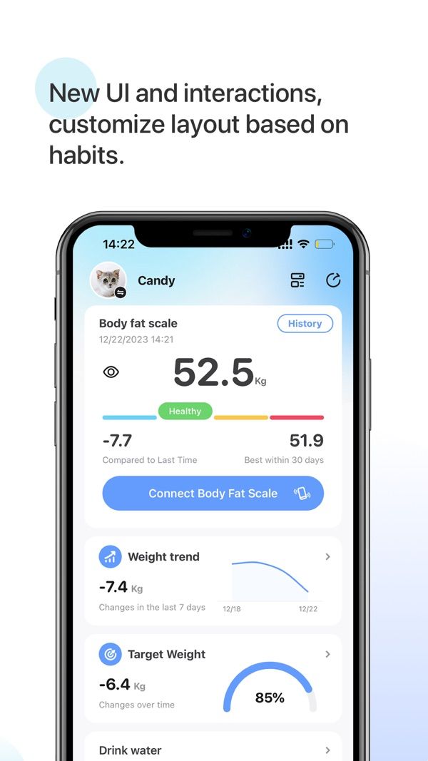 OKOK·International app screenshot 1 — body composition scale tracking