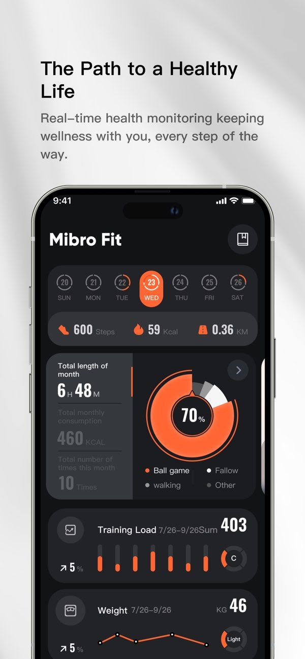 Mibro Fit app screenshot 1 — smartwatch health tracking and workout management