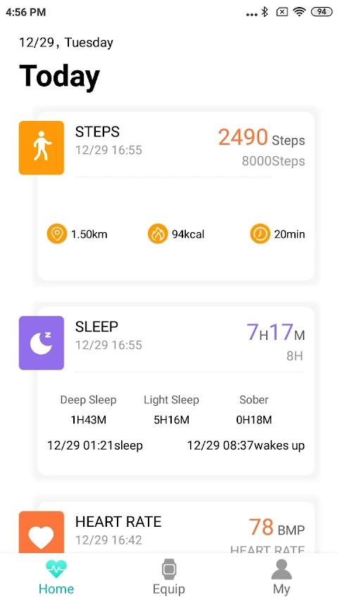 Flow Fit app screenshot 1 — smart bracelet health tracking and fitness monitoring