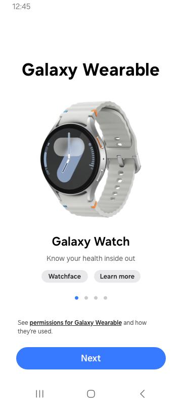 Galaxy Wearable app screenshot 1 — Samsung wearable management
