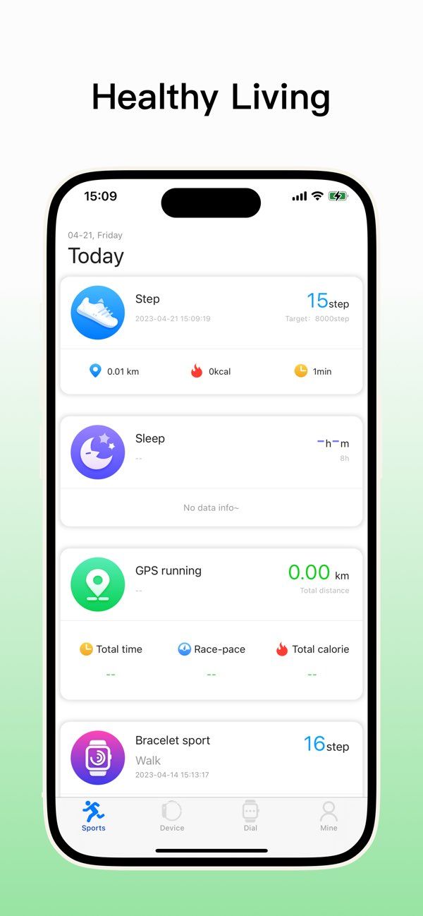 V Band app screenshot 1 — health tracking and smartwatch management