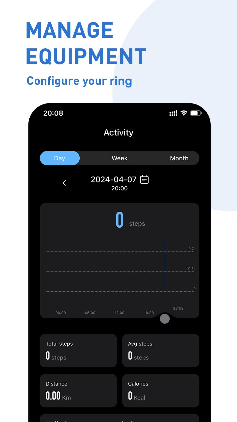 QRing app screenshot 1 — smart ring health tracking interface