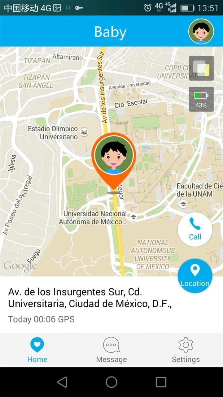 Wherecom app screenshot 1 — kids GPS watch tracking interface