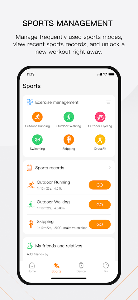 KOSPET FIT app screenshot 3 — rugged smartwatch fitness tracking and health monitoring