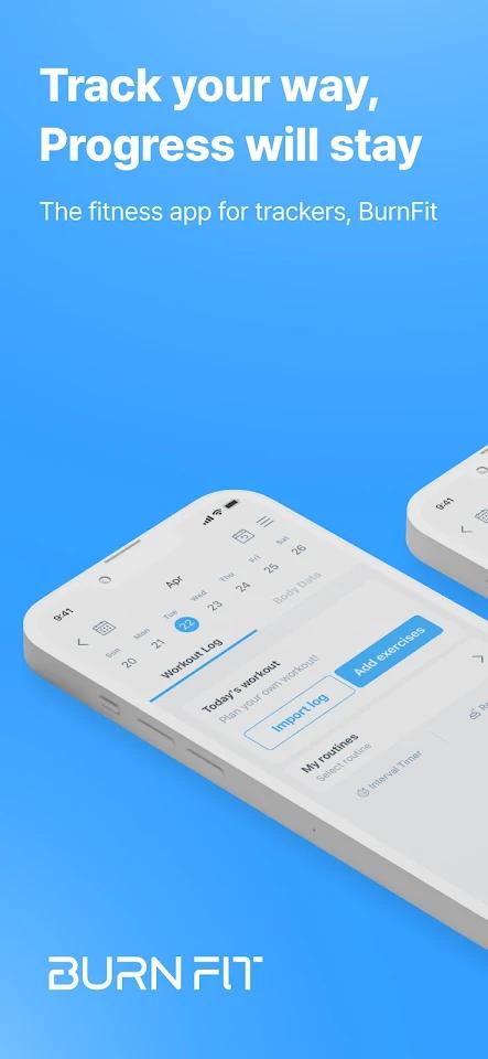 BurnFit app screenshot 1 — workout logging and strength training tracker